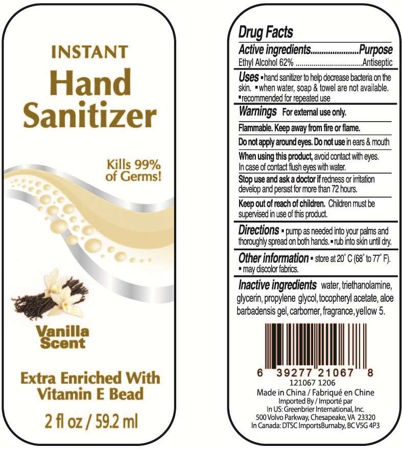 Instant Hand Sanitizer Extra Enriched With Vitamin E Bead Vanilla Scent